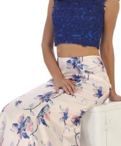 May Queen - Bejeweled Lace Applique Two-Piece Mermaid Formal Dress Formal Gowns