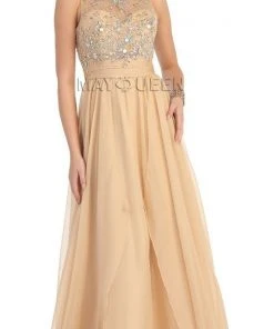 May Queen Bridal - MQ-1081 Crystal Embellished Ruched Bridal Dress