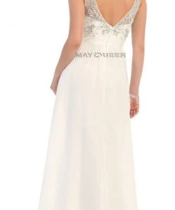 May Queen Bridal - MQ-1081 Crystal Embellished Ruched Bridal Dress