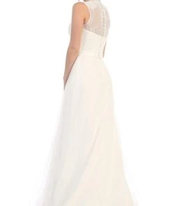 Formal Gowns May Queen Bridal - RQ-7380 Lace Cap Sleeves Bridal Dress