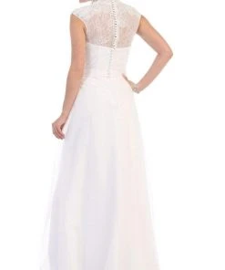 Formal Gowns May Queen Bridal - RQ-7380 Lace Cap Sleeves Bridal Dress