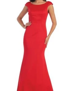 Formal Gowns May Queen - Cap Sleeve Bateau Neck Taffeta Formal Dress