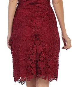 Cocktail Dresses May Queen - Cap Sleeve Floral Overlaid Sheath Dress MQ1488