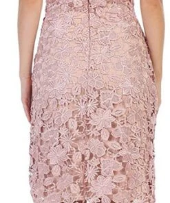 Cocktail Dresses May Queen - Cap Sleeve Floral Overlaid Sheath Dress MQ1488