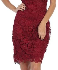 Cocktail Dresses May Queen - Cap Sleeve Floral Overlaid Sheath Dress MQ1488