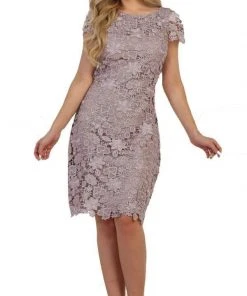 Cocktail Dresses May Queen - Cap Sleeve Floral Overlaid Sheath Dress MQ1488