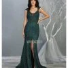 May Queen - Cap Sleeve Front Slit Formal Dress RQ7812 - 1 Pc Hunter Green In Size 10 Available 1 May Queen - Cap Sleeve Front Slit Formal Dress RQ7812 - 1 Pc Hunter Green In Size 10 Available