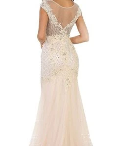 Formal Gowns May Queen - Cap Sleeve Rhinestone Embellished Evening Gown 9 Formal Gowns May Queen - Cap Sleeve Rhinestone Embellished Evening Gown