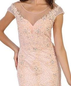 Formal Gowns May Queen - Cap Sleeve Rhinestone Embellished Evening Gown 12 Formal Gowns May Queen - Cap Sleeve Rhinestone Embellished Evening Gown