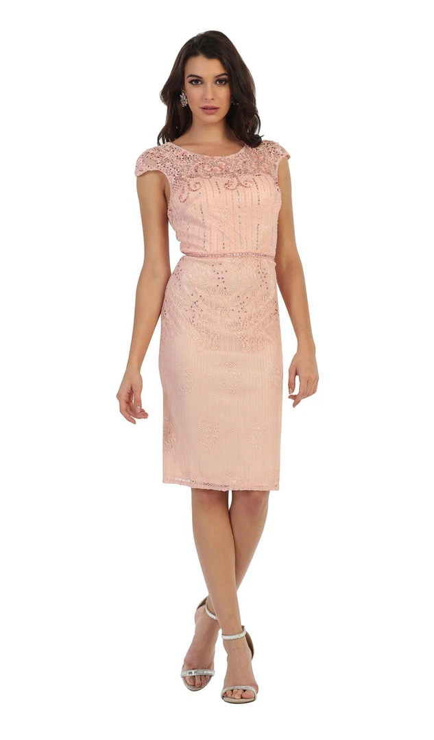 May Queen - Cap Sleeve Sequined Lace Cocktail Dress Cocktail Dresses 8 May Queen - Cap Sleeve Sequined Lace Cocktail Dress Cocktail Dresses