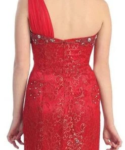 Formal Gowns May Queen - Chiffon Sashed Floral Lace Evening Dress 13 Formal Gowns May Queen - Chiffon Sashed Floral Lace Evening Dress