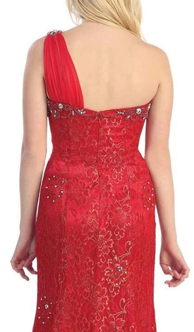 Formal Gowns May Queen - Chiffon Sashed Floral Lace Evening Dress 6 Formal Gowns May Queen - Chiffon Sashed Floral Lace Evening Dress