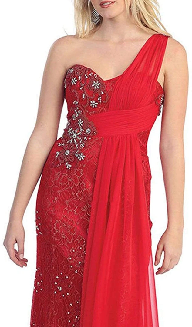 Formal Gowns May Queen - Chiffon Sashed Floral Lace Evening Dress 4 Formal Gowns May Queen - Chiffon Sashed Floral Lace Evening Dress