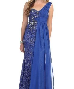 Formal Gowns May Queen - Chiffon Sashed Floral Lace Evening Dress 17 Formal Gowns May Queen - Chiffon Sashed Floral Lace Evening Dress