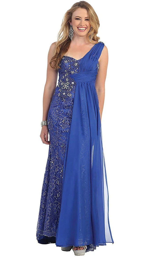 Formal Gowns May Queen - Chiffon Sashed Floral Lace Evening Dress 10 Formal Gowns May Queen - Chiffon Sashed Floral Lace Evening Dress