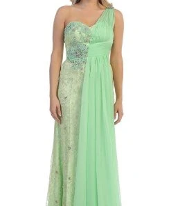 Formal Gowns May Queen - Chiffon Sashed Floral Lace Evening Dress 14 Formal Gowns May Queen - Chiffon Sashed Floral Lace Evening Dress