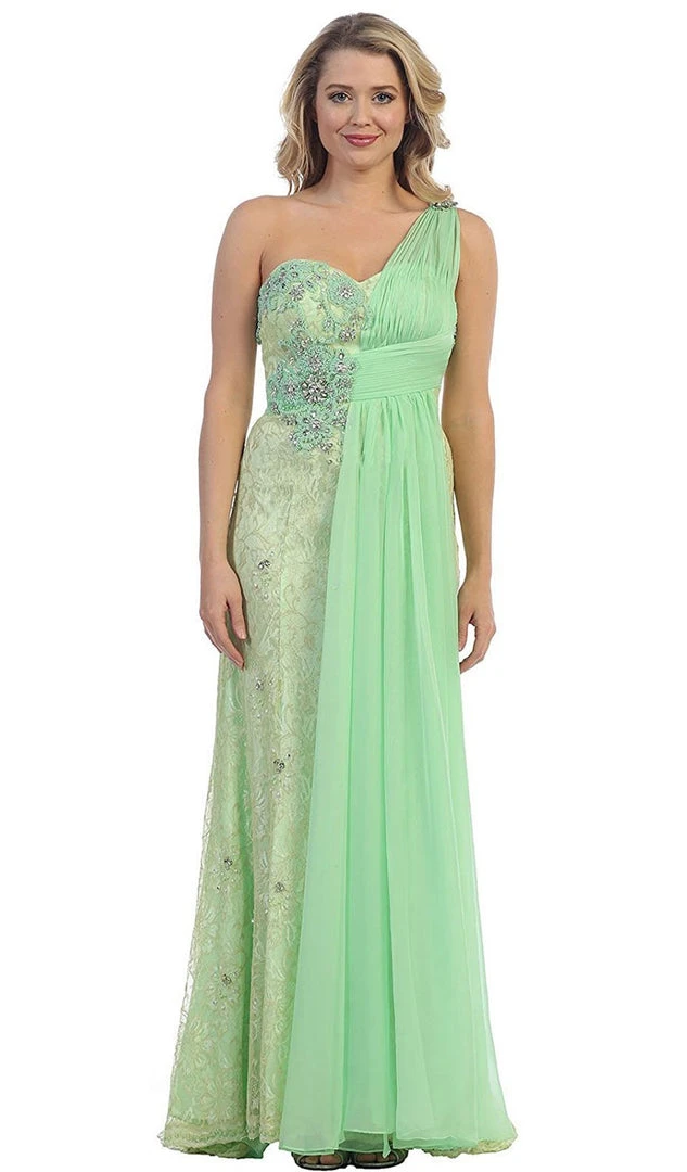 Formal Gowns May Queen - Chiffon Sashed Floral Lace Evening Dress 7 Formal Gowns May Queen - Chiffon Sashed Floral Lace Evening Dress