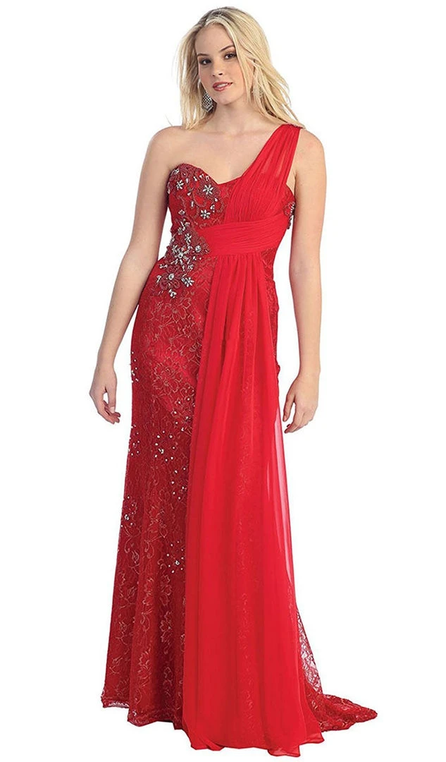 Formal Gowns May Queen - Chiffon Sashed Floral Lace Evening Dress 3 Formal Gowns May Queen - Chiffon Sashed Floral Lace Evening Dress