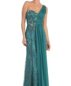 Formal Gowns May Queen - Chiffon Sashed Floral Lace Evening Dress 15 Formal Gowns May Queen - Chiffon Sashed Floral Lace Evening Dress