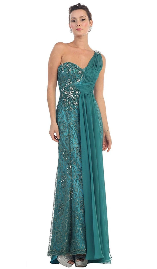 Formal Gowns May Queen - Chiffon Sashed Floral Lace Evening Dress 8 Formal Gowns May Queen - Chiffon Sashed Floral Lace Evening Dress