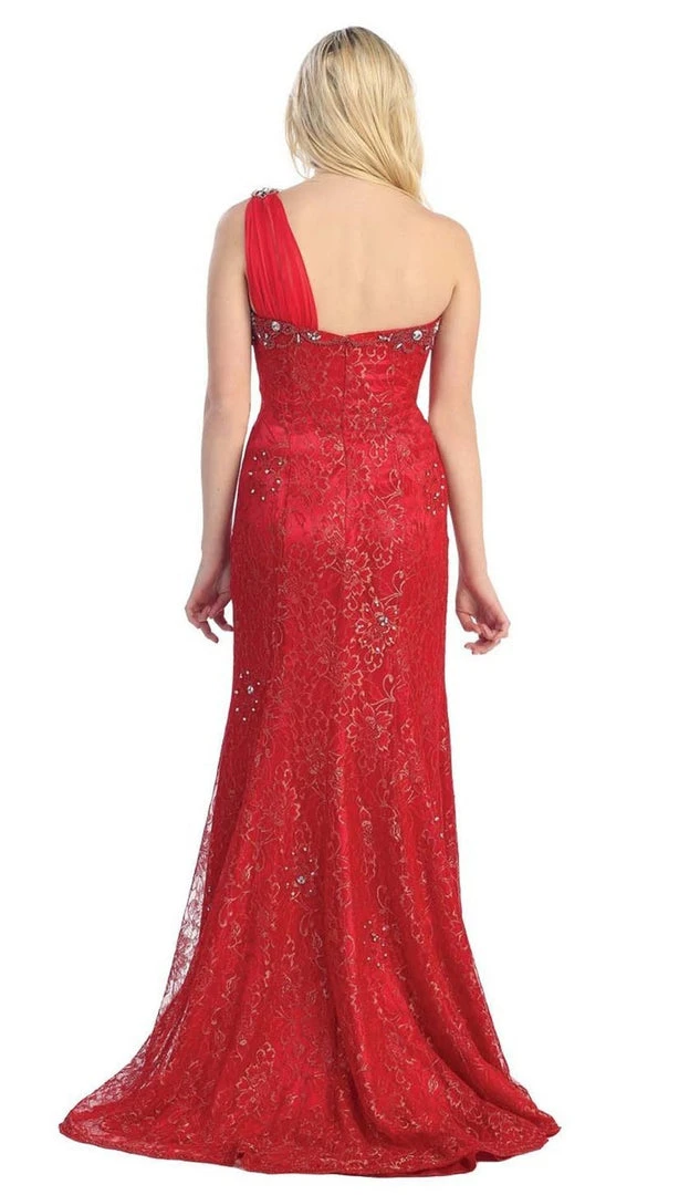 Formal Gowns May Queen - Chiffon Sashed Floral Lace Evening Dress 5 Formal Gowns May Queen - Chiffon Sashed Floral Lace Evening Dress