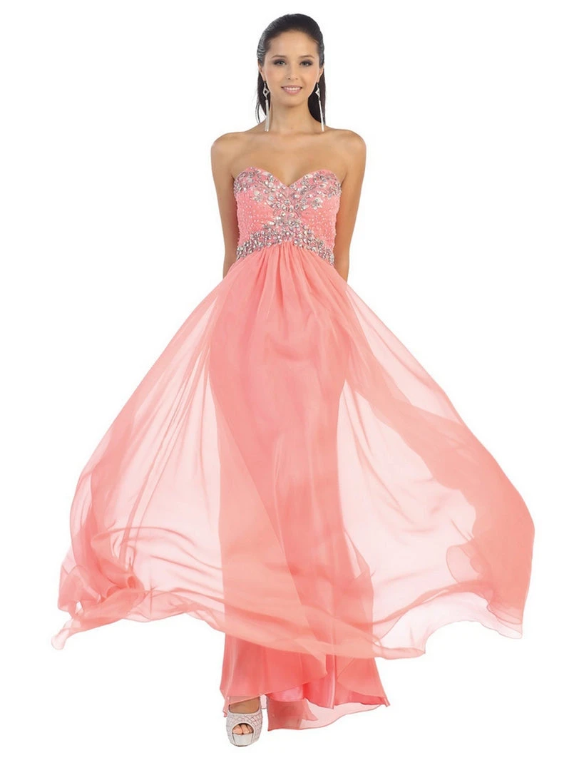 Formal Gowns May Queen - Crystal Flourished Chiffon Long Prom Gown 12 Formal Gowns May Queen - Crystal Flourished Chiffon Long Prom Gown