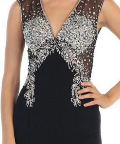 Formal Gowns May Queen - Deep V-Neck Bejeweled Fitted Evening Gown 9 Formal Gowns May Queen - Deep V-Neck Bejeweled Fitted Evening Gown