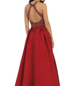 May Queen - Divine Gilt Embroidered Halter A-Line Prom Gown 12 May Queen - Divine Gilt Embroidered Halter A-Line Prom Gown