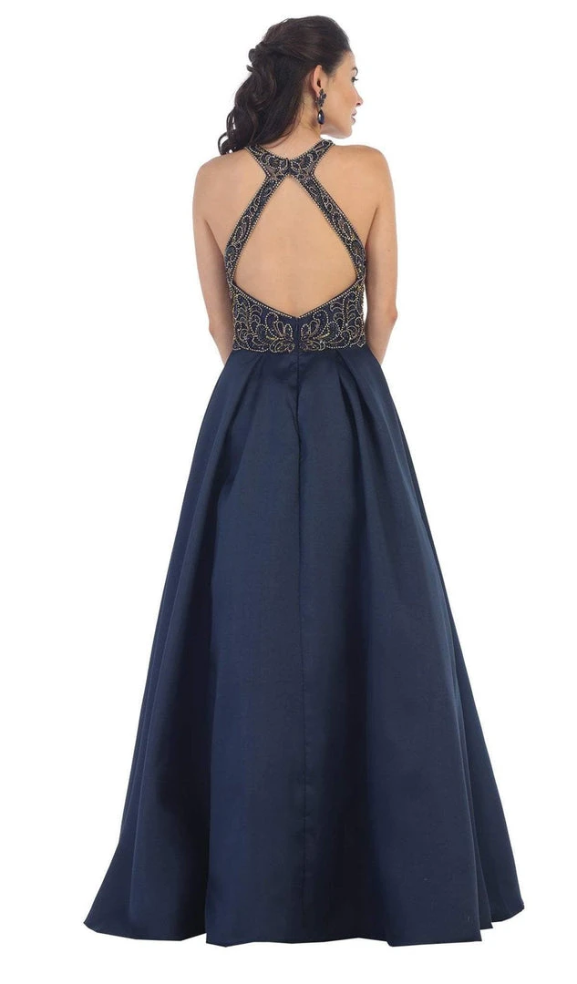 May Queen - Divine Gilt Embroidered Halter A-Line Prom Gown 10 May Queen - Divine Gilt Embroidered Halter A-Line Prom Gown