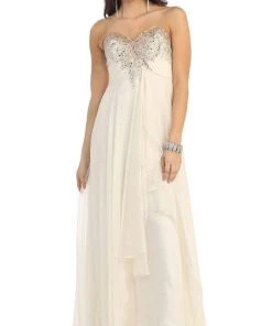 May Queen - Divine Long Strapless Sequined Prom Dress