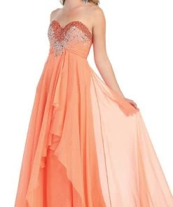 May Queen - Divine Long Strapless Sequined Prom Dress