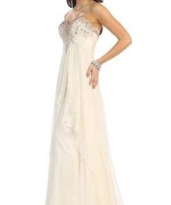 May Queen - Divine Long Strapless Sequined Prom Dress