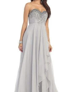 May Queen - Divine Long Strapless Sequined Prom Dress