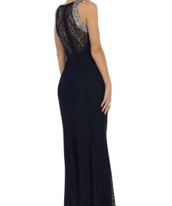 May Queen - Elegant Sleeveless Rhinestone Lace Prom Dress