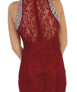 May Queen - Elegant Sleeveless Rhinestone Lace Prom Dress