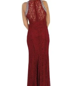 May Queen - Elegant Sleeveless Rhinestone Lace Prom Dress