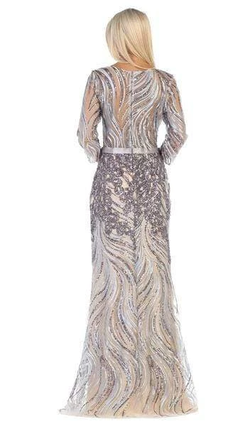 May Queen - Embellished Bateau Sheath Evening Dress RQ7686 - 1 Pc Silver/Multi In Size 3XL Available Formal Gowns 10 May Queen - Embellished Bateau Sheath Evening Dress RQ7686 - 1 Pc Silver/Multi In Size 3XL Available Formal Gowns