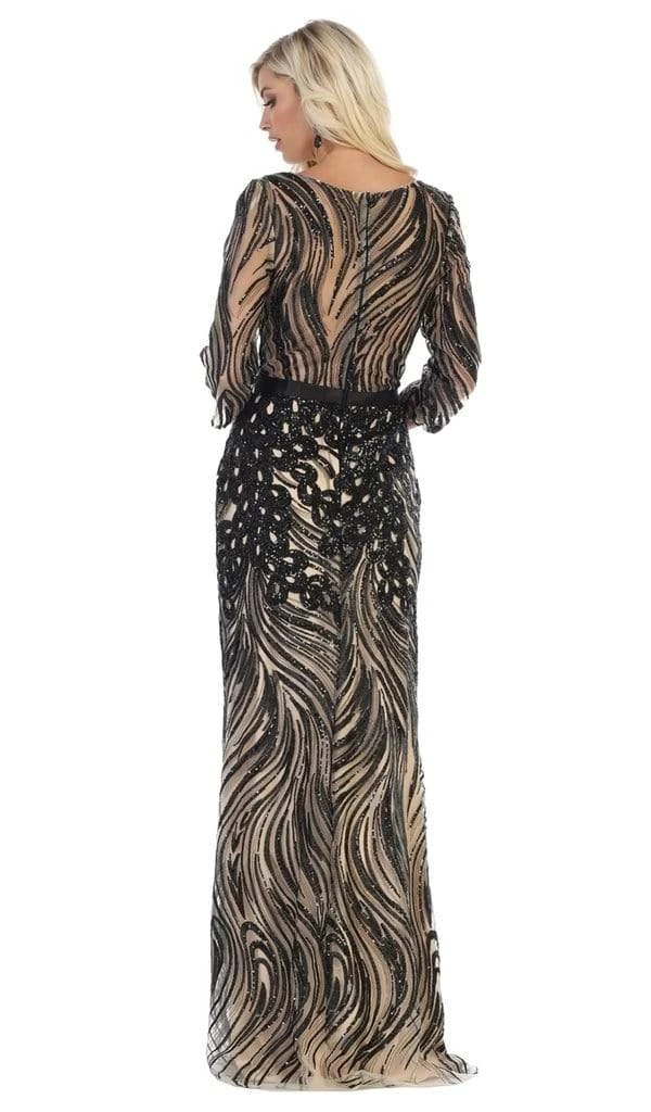 May Queen - Embellished Bateau Sheath Evening Dress RQ7686 - 1 Pc Silver/Multi In Size 3XL Available Formal Gowns 4 May Queen - Embellished Bateau Sheath Evening Dress RQ7686 - 1 Pc Silver/Multi In Size 3XL Available Formal Gowns