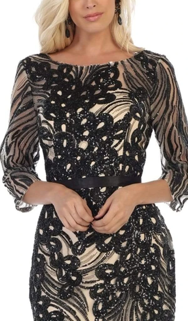 May Queen - Embellished Bateau Sheath Evening Dress RQ7686 - 1 Pc Silver/Multi In Size 3XL Available Formal Gowns 6 May Queen - Embellished Bateau Sheath Evening Dress RQ7686 - 1 Pc Silver/Multi In Size 3XL Available Formal Gowns