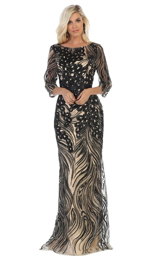 May Queen - Embellished Bateau Sheath Evening Dress RQ7686 - 1 Pc Silver/Multi In Size 3XL Available Formal Gowns 3 May Queen - Embellished Bateau Sheath Evening Dress RQ7686 - 1 Pc Silver/Multi In Size 3XL Available Formal Gowns
