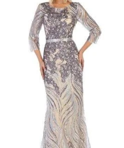May Queen - Embellished Bateau Sheath Evening Dress RQ7686 - 1 Pc Silver/Multi In Size 3XL Available Formal Gowns 16 May Queen - Embellished Bateau Sheath Evening Dress RQ7686 - 1 Pc Silver/Multi In Size 3XL Available Formal Gowns