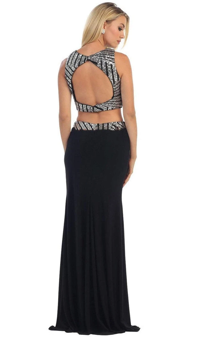 May Queen - Embellished Crop Top Two-Piece Jersey Prom Dress Formal Gowns 5 May Queen - Embellished Crop Top Two-Piece Jersey Prom Dress Formal Gowns