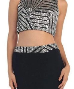 May Queen - Embellished Crop Top Two-Piece Jersey Prom Dress Formal Gowns 9 May Queen - Embellished Crop Top Two-Piece Jersey Prom Dress Formal Gowns