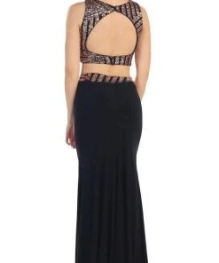 May Queen - Embellished Crop Top Two-Piece Jersey Prom Dress Formal Gowns 13 May Queen - Embellished Crop Top Two-Piece Jersey Prom Dress Formal Gowns