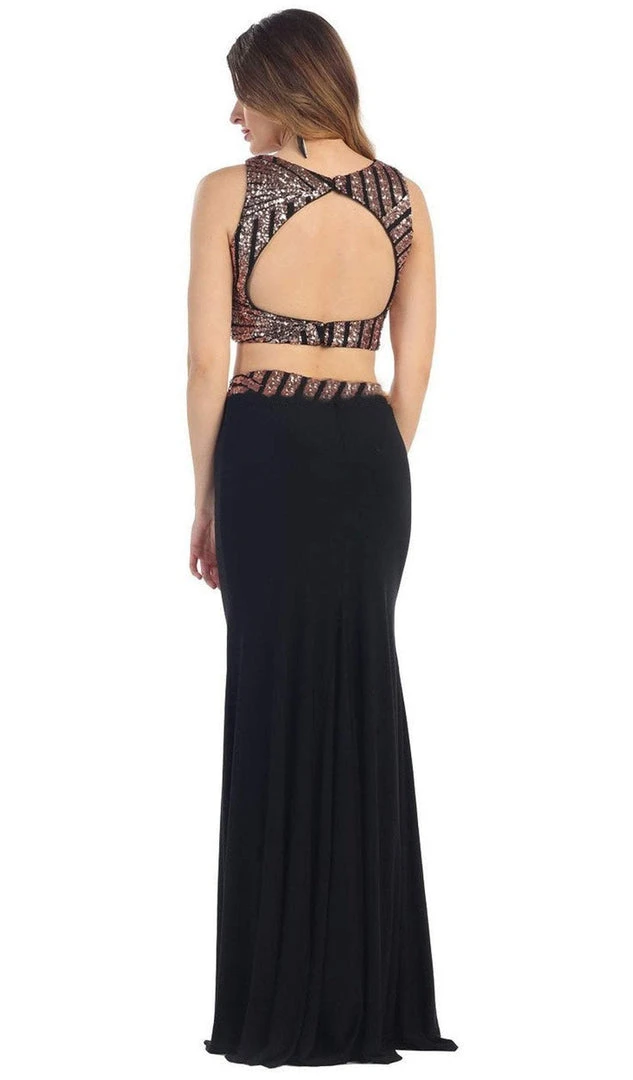 May Queen - Embellished Crop Top Two-Piece Jersey Prom Dress Formal Gowns 8 May Queen - Embellished Crop Top Two-Piece Jersey Prom Dress Formal Gowns