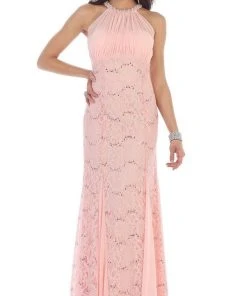 May Queen - Embellished Halter Sheath Mother Of The Bride Dress