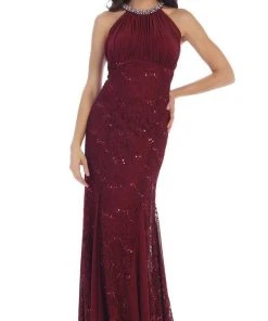 May Queen - Embellished Halter Sheath Mother Of The Bride Dress