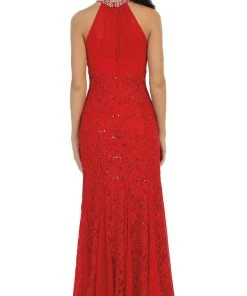 May Queen - Embellished Halter Sheath Mother Of The Bride Dress