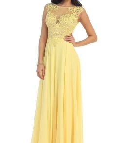 May Queen - Embellished Illusion Bateau A-line Prom Dress