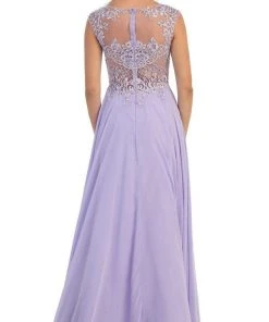 May Queen - Embellished Illusion Bateau A-line Prom Dress
